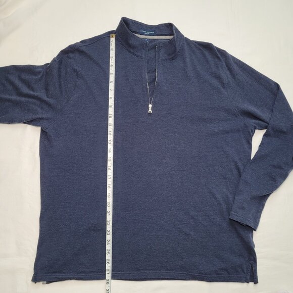 Peter Millar Mens Quarter Zip Pullover Lightweight Navy Blue XL Minimalist - Picture 9 of 10